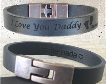 Herenarmband gepersonaliseerde cadeaus voor hem armband aangepaste leren armband cadeaus voor verloofde voor bruidegom voor papa cadeaus voor vriend sieraden
