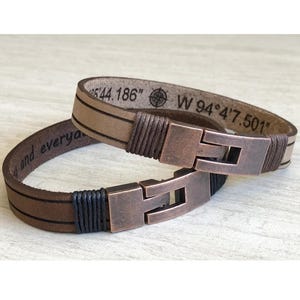 Bracelets for Men,Real Leather Bracelet,Personalized Gifts for Husband,Mens Engraved Leather,Jewelry Custom Gift for Husband, Father's Day