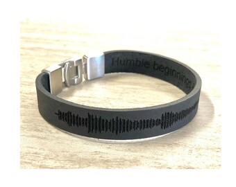Pulseras de cuero para hombre, regalo para el Día del Padre, regalo de Navidad, pulsera de cuero con ondas sonoras y latidos del corazón personalizada.