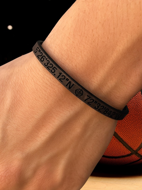 Personalized Men's Leather Bracelet: Own Text Custom Engraved Wristband Casual Jewelry for Men