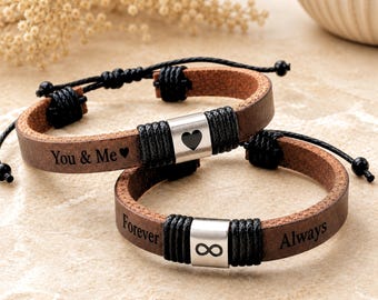 Personalized Adjustable Cross Leather Bracelet Thin Engraved Cuff Unisex 5mm wide