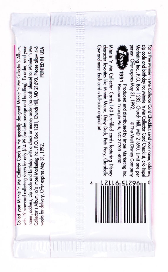 Disney Minnie n me ヴィンテージ トレーディングカード Minnie N Me Vintage Trading Cards ONE Pack 1991 Disney