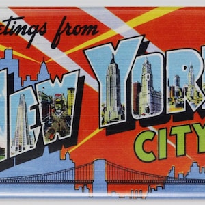 Saudações da cidade de Nova York Cartão postal ÍMÃ DE GELADEIRA NYC Localização