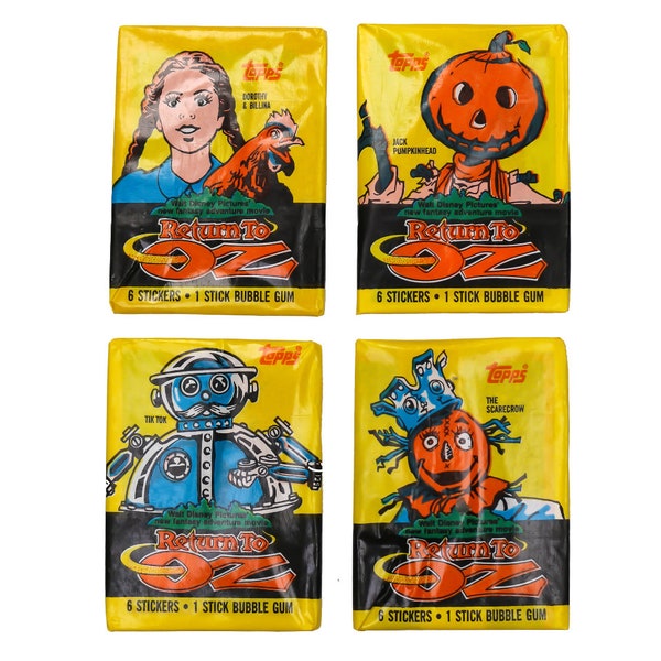 Vintage 1985 Topps Return to Oz Cards FOUR WAX PACK Set Wizard of Oz Dorothy Toto