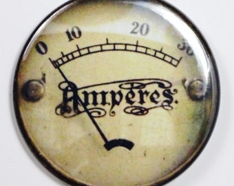 Amperes Steampunk Gauge FRIDGE MAGNET Vintage Style 2 1/4 Inches Round Meter Style