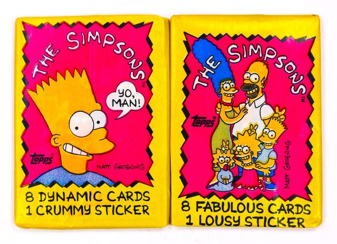 The Simpsons Vintage Trading Cards TWO Wax Packs 1990 Topps Etsy