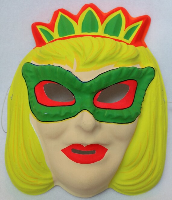 Vintage Queen Masque Halloween Mask Crown Tiara Domino Blonde Etsy