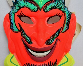 Vintage Devil Halloween Mask 1960s Zest Bar Demon Costume