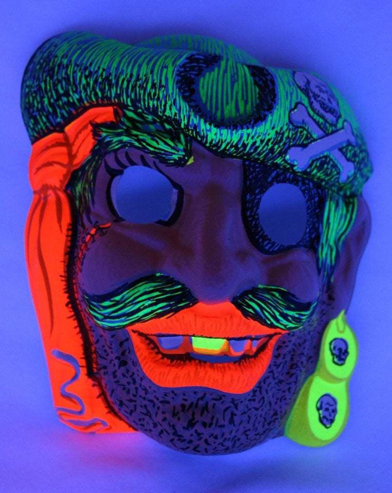 Vintage Pirate Halloween Mask Zest 1960s 60s Black Light Reactive - Etsy