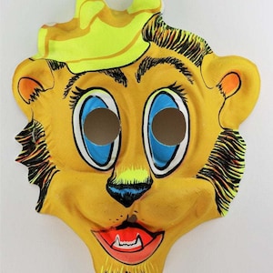 Vintage Crown on Lion King Halloween Cartoon Mask 1970s Y157 image 1