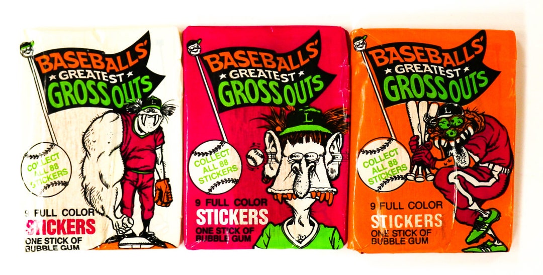 Baseballs Greatest Gross Outs Vintage Trading Cards THREE Packs 1988 Leaf Grossout Etsy