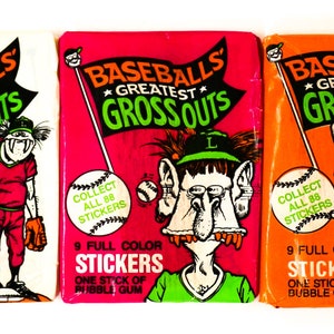 Baseballs Greatest Gross Outs Vintage Trading Cards THREE Packs 1988 Leaf  Grossout