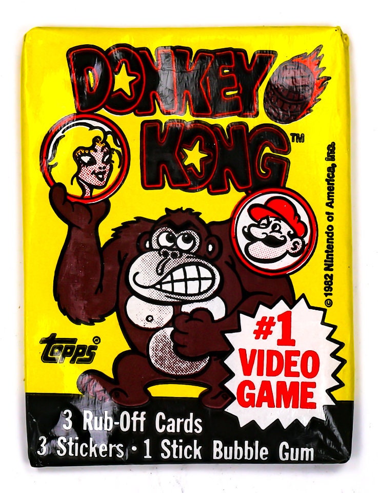 Donkey Kong Vintage Trading Cards ONE Wax Pack 1982 Topps Nintendo