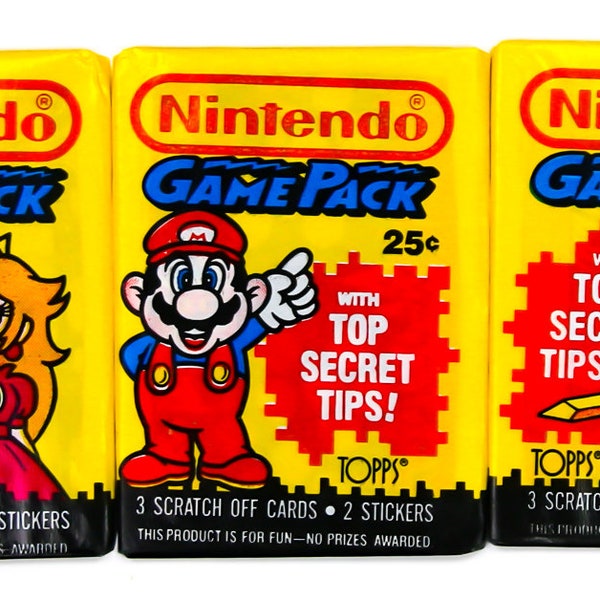 Nintendo Game Pack Vintage Trading Cards THREE Wax Packs 1989 Topps Mario Link