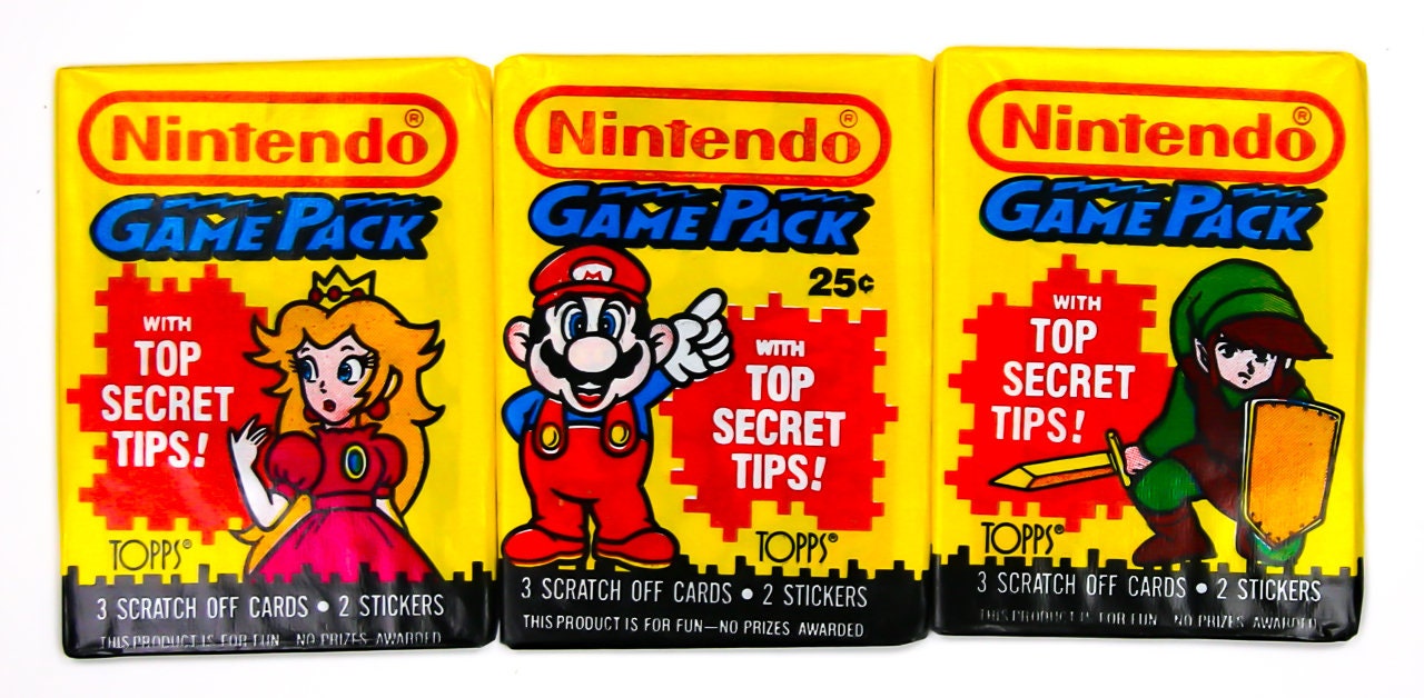 Nintendo Game Pack Vintage Trading Cards THREE Wax Packs 1989