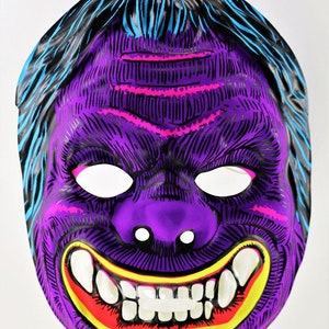 Vintage Viola Mostro Halloween Maschera Neon 1980 Gorilla Ape Y210