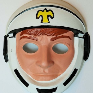 Vintage Astronaut Halloween Mask Creepy Plastic Space suit NASA 1980s 80s Y071