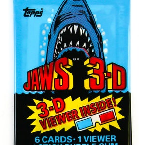 Jaws 3D Vintage Trading Cards ONE Pack 1983 Topps Spielberg Shark Jaws Mondo