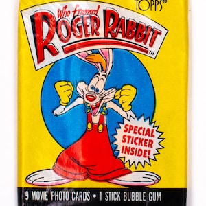 Who Framed Roger Rabbit Cartões colecionáveis vintage ONE Wax Pack 1987 Topps Jessica