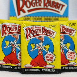 Who Framed Roger Rabbit Vintage Trading Cards THREE Wax Packs 1987 Topps Jessica