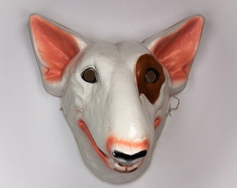 Vintage Spuds Mackenzie Budweiser Halloween Mask Bull Terrier Dog Beer Ad Left Eye