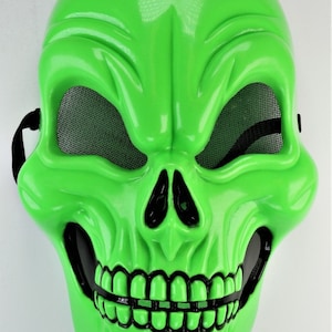 Vintage Neon Green Skull Halloween Mask Skeleton