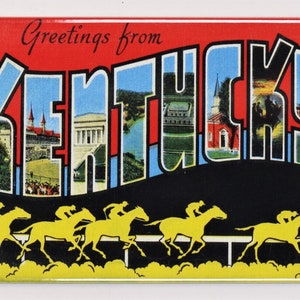 Greetings From Kentucky Postkarte KÜHLSCHRANKMAGNET MAGNET Location KY Louisville Lexington