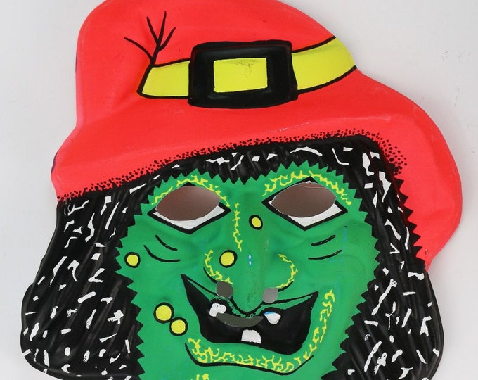 Vintage Wicked Witch Halloween Mask Fun World Monster Creepy 1980's