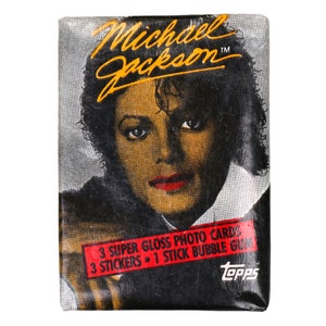 Cartões colecionáveis vintage variante de lábios vermelhos de Michael Jackson ONE WAX PACK 1984 Topps 80s