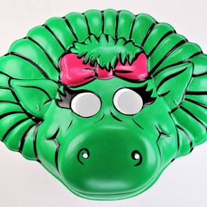 Vintage Collegeville Barney and Friends Baby Bop Dinosaur Halloween Mask 1992 Y251