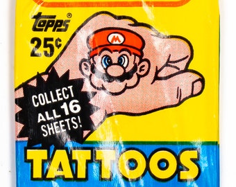 Vintage Topps 1989 Nintendo Tattoos ONE WAX PACK Cards Mario Zelda Link Punch Out
