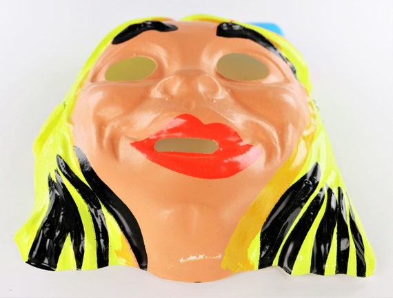 Vintage Blonde Witch Halloween Mask 1967 Safety G… - image 2