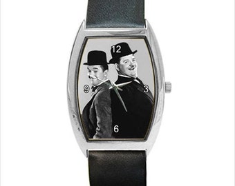 Laurel and Hardy Comedians Barrel Watch Ships from Hong Kong