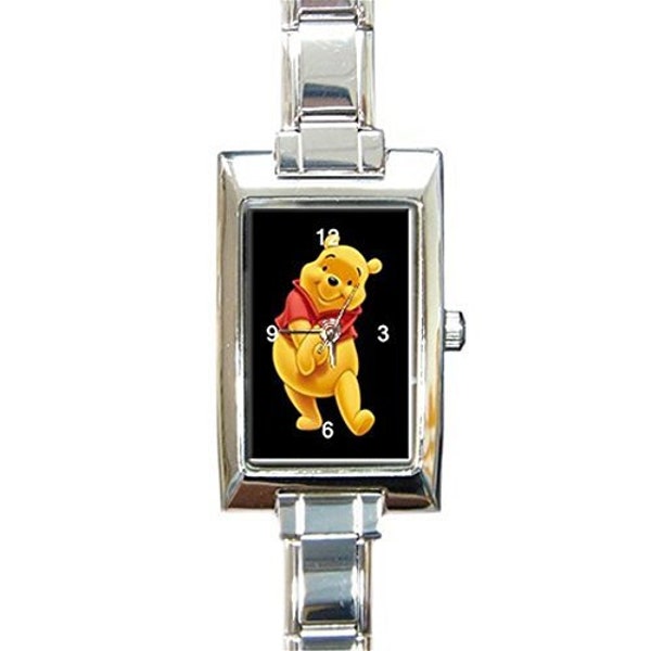 Montre rectangulaire argentée avec breloque italienne Winnie l'ourson pour fille... Petit poignet - Expédié depuis Hong Kong