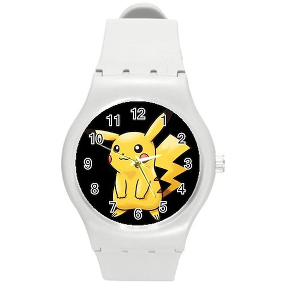 Pokemon Pikachu : sur une montre en plastique blanc, pour enfants