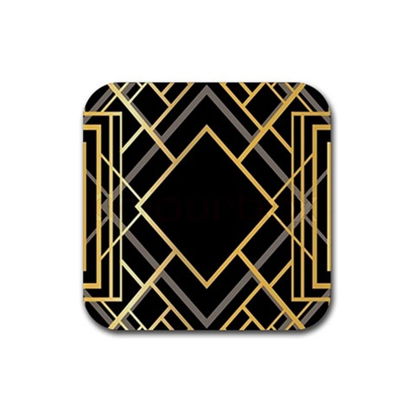 Kitchen Drinks Coaster Gift #2455 Gold Art Deco Geometric Fun Coasters 4 Set 