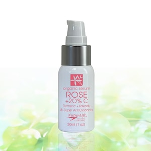 Nutra-Lift® ROSE + 20% C Serum; Niacinamide 5 + Turmeric, Ferulic Acid, Kakadu Plum, Super Antioxidants 1 OZ