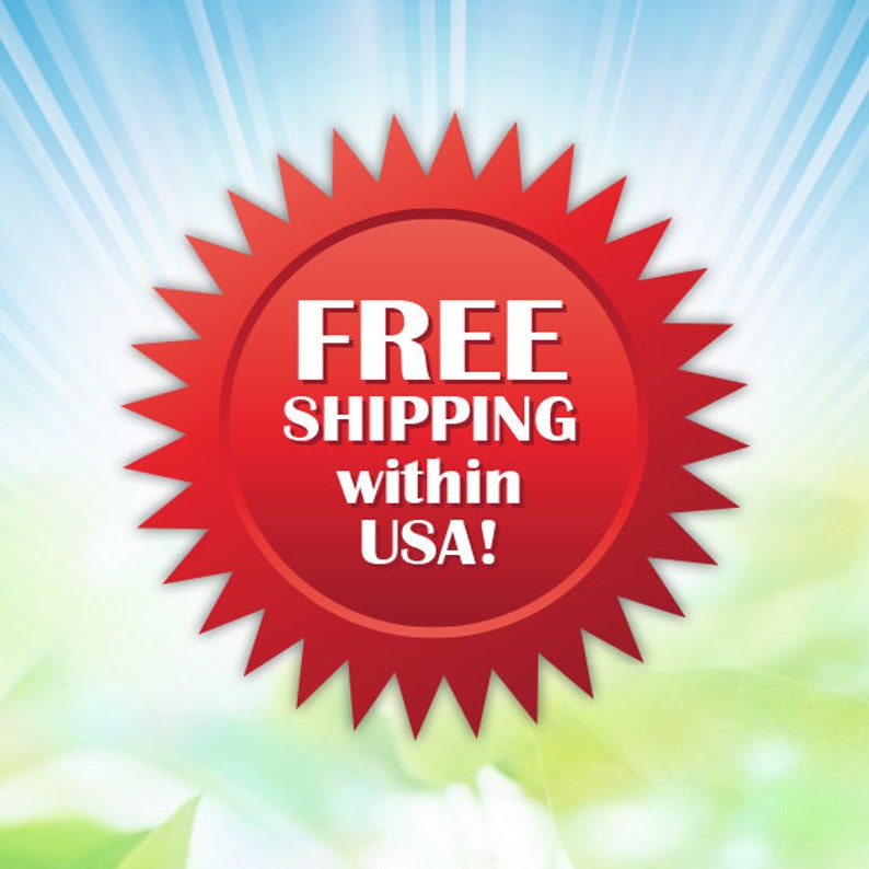May include: A red burst-shaped graphic with the words "FREE SHIPPING within USA!" in white text. The background has a gradient of blue and green hues, with light rays emanating from the center.