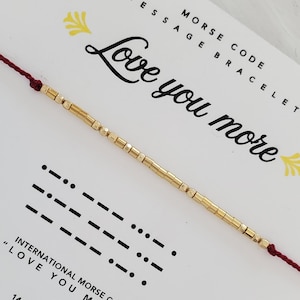 14k Love You More Morse Code Bracelet in Solid Gold, Gold Filled or Sterling Silver, Hidden Message Bracelet, Friendship Bracelet, Love Gift