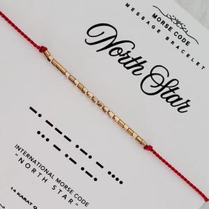 Pulsera de la amistad con mensaje oculto en código Morse de la Estrella del Norte de 14 quilates