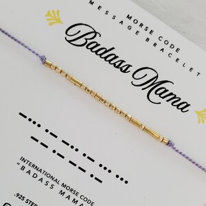14k Badass Mama Morse Code Bracelet in Solid Gold, Gold Filled or Sterling Silver, Hidden Message Bracelet, Mother Gift