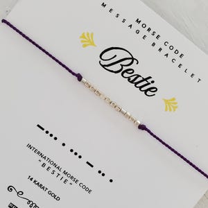 Pulsera de código Morse de 14k para mejores amigas en oro macizo, chapado en oro o plata esterlina, pulsera con mensaje oculto, pulsera de la amistad para mejores amigas.