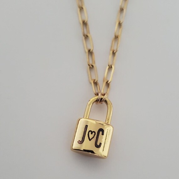 Engraved lock necklace online