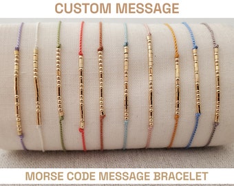 Morse Code CUSTOM WORD or MESSAGE Bracelet / 14K / Secret Message Bracelet / Personalized Gift / Morse Code Jewelry