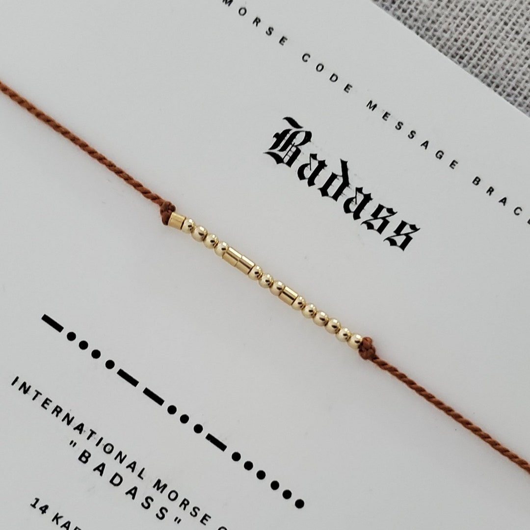 Badass Morse Code Bracelet in 14 Karat Gold, Gold Filled or Sterling