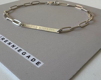 14K SOBER AF morsecode skinny bar met schakelketting