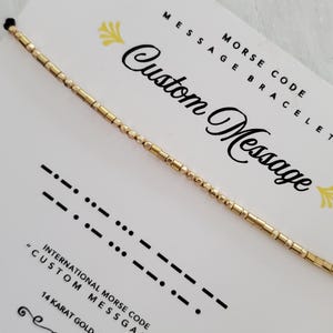 14k Custom Message Morse Code Bracelet in Solid Gold, Gold Filled or Sterling Silver, Hidden Message Bracelet, Friendship Bracelet