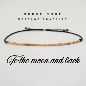 14k To The Moon And Back Morse Code Bracelet in Solid Gold, Gold Filled or Sterling Silver, Hidden Message Bracelet, Friendship Bracelet