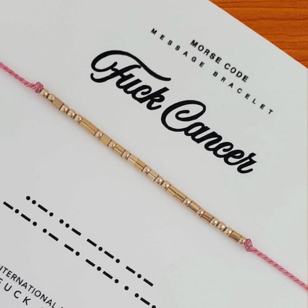 14K FUCK CANCER Morse Code Message Bracelet