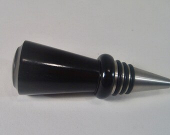 Ebony Bottle Stopper - traditional three O-rings stainless steel design